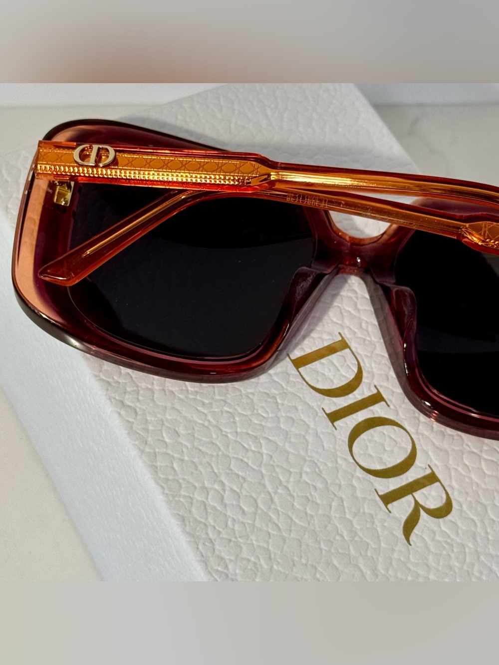 DIOR Champagne/Gold-tone, Oversized Square Sunglasses | Pristine - Picture 8 of 9
